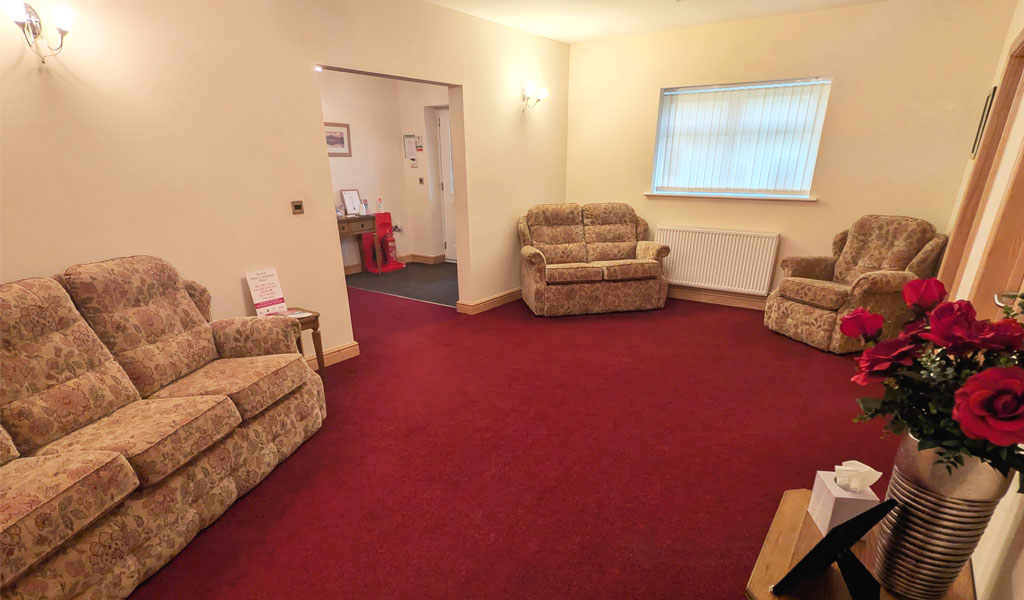 The inside of Harpin's Funeral Services Outwood branch.